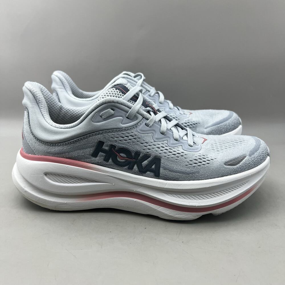 Hoka One One Bondi 9 Running Shoes Women Size 8 B Gray Mesh Comfort Low Sneakers